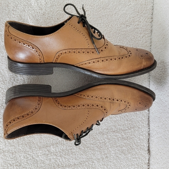 Cole Haan Men's Dustin Wingtip Oxford British Tan Leather Oxford Shoe Sz 10 - Picture 6 of 12